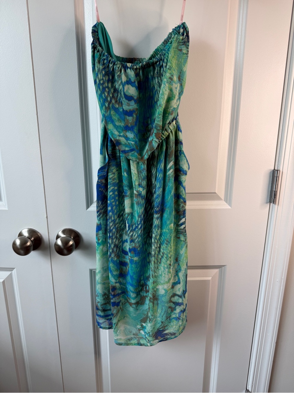 Forever 21 Teal and Blue Printed Midi Dress